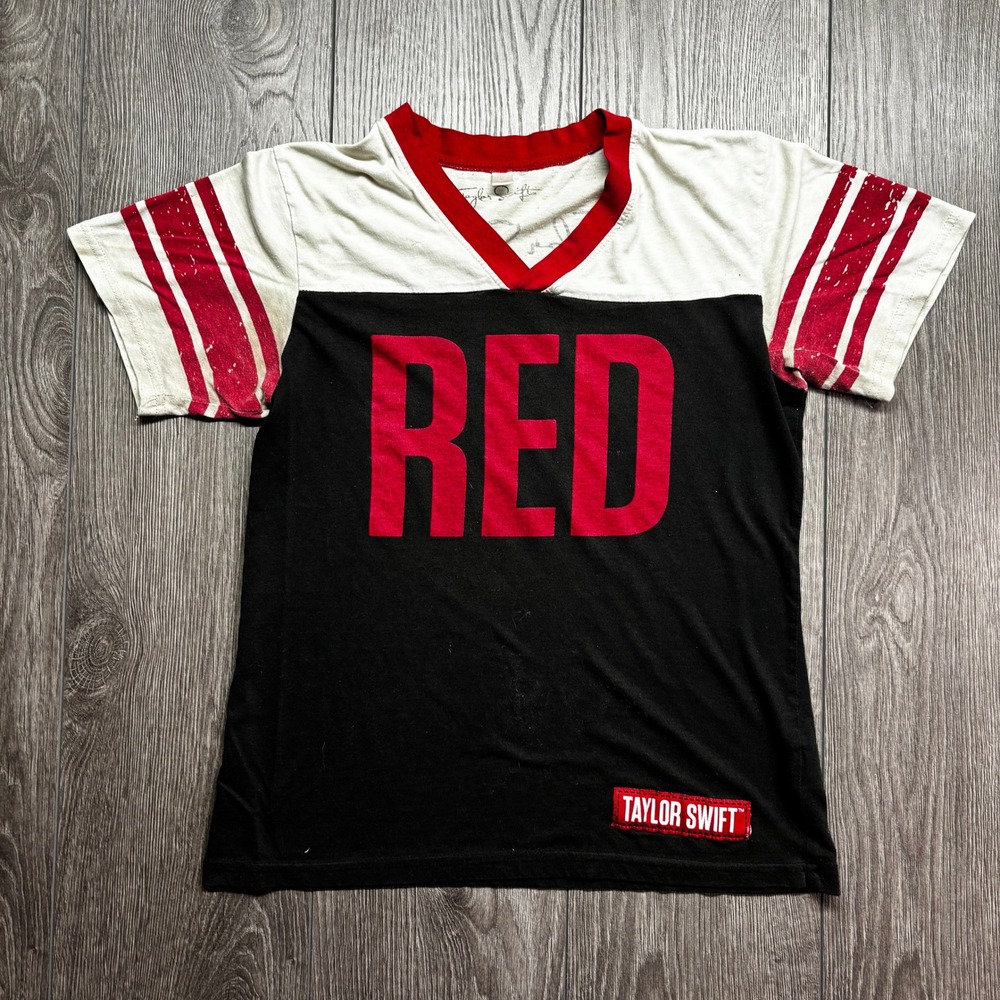 Taylor Swift Red Tour Concert Jersey Shirt Small Black White Red 13 Womens